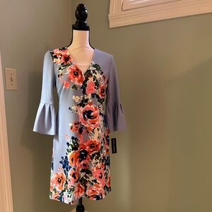 NWT Donna Morgan blue/floral print dress